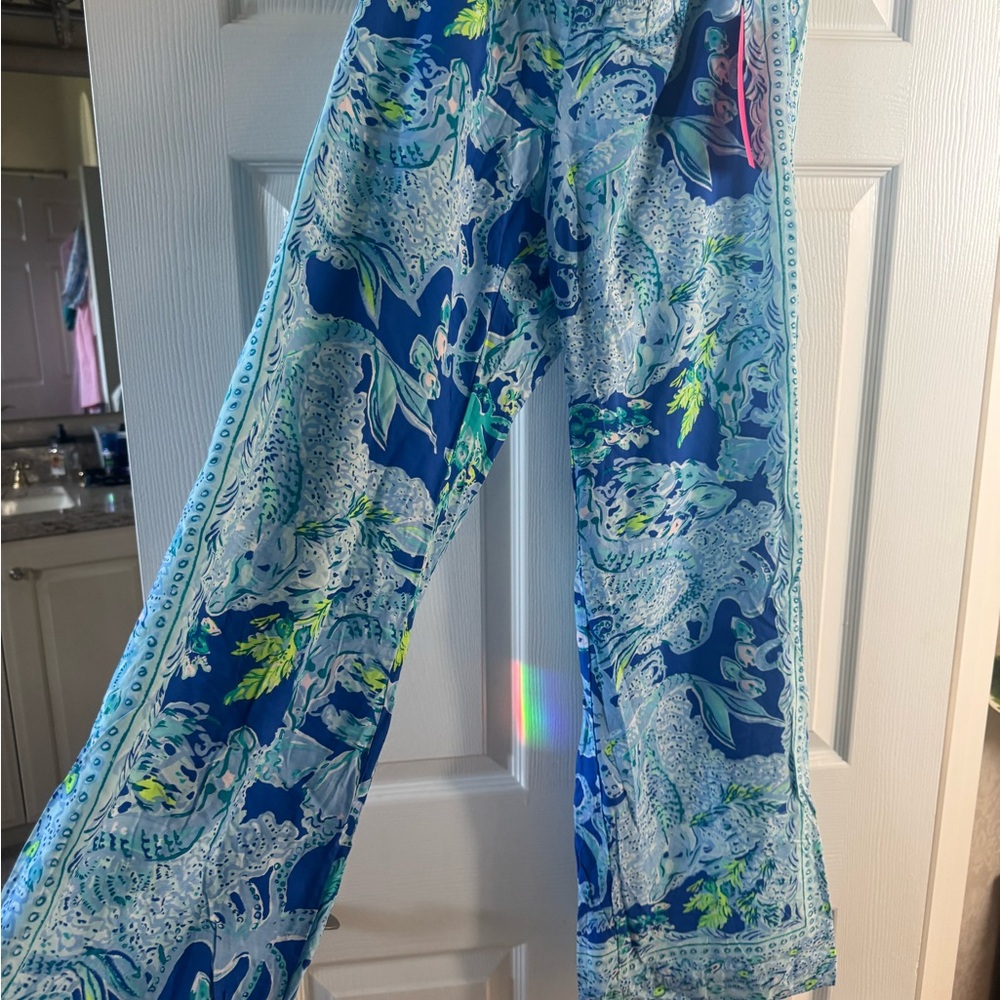 Lilly Pulitzer bal Harbour palazzo pants sea siren blue